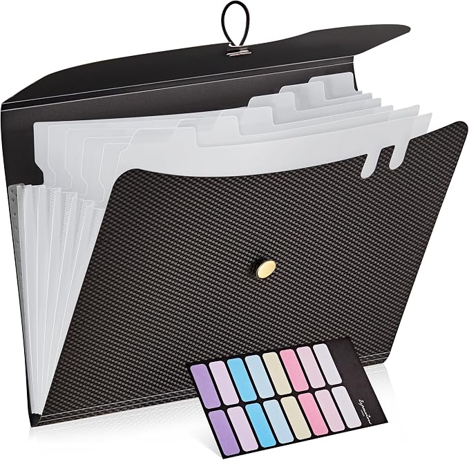 JARLINK 7 Pockets Expanding File Folder, A4 Size Accordion File Folders by JARLINK