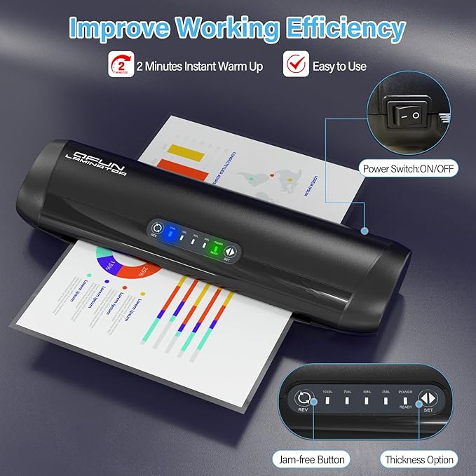 3-10 Mil Commercial Laminator Machine with Laminating Sheets, 4-Roller Jam-Free Thermal Laminator Machine 11x17, Fast Warm-up 13 Inch Laminating Machine, Hot Lamination Machine for Office School Home-DeskLoop Office