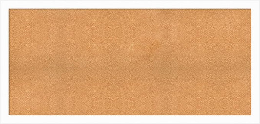 Amanti Art Natural Cork Board for Wall, 29x61 Vision Board with White Frame, Oversize Corkboard Office Decor for Home Organization, Casual Corkboard Pinboard to Display Items for Home Organization in-DeskLoop Office