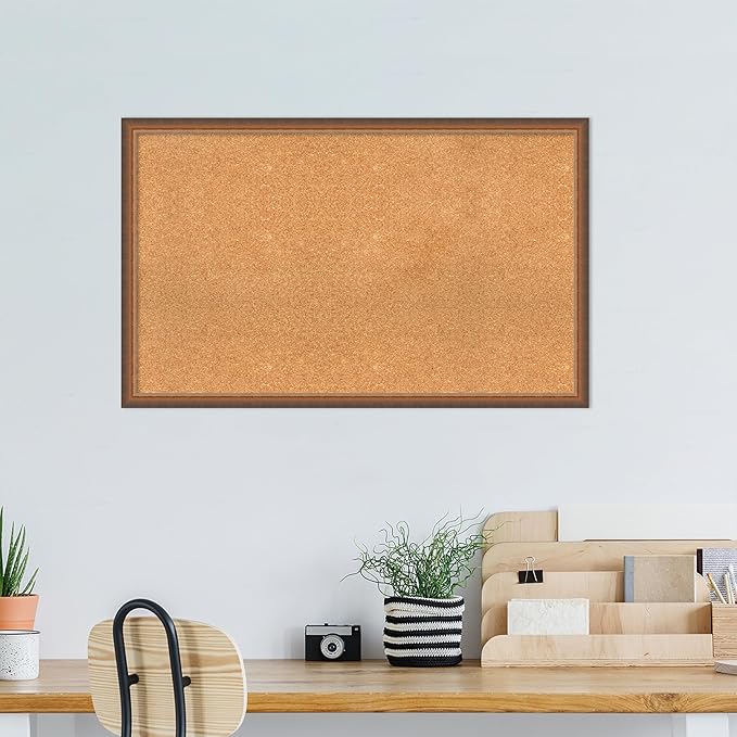 Amanti Art Natural Cork Board for Wall, 26x42 Vision Board with Bronze Frame, Large Corkboard Office Decor for Home Organization, Modern Corkboard Pinboard to Display Items for Home Organization in-DeskLoop Office