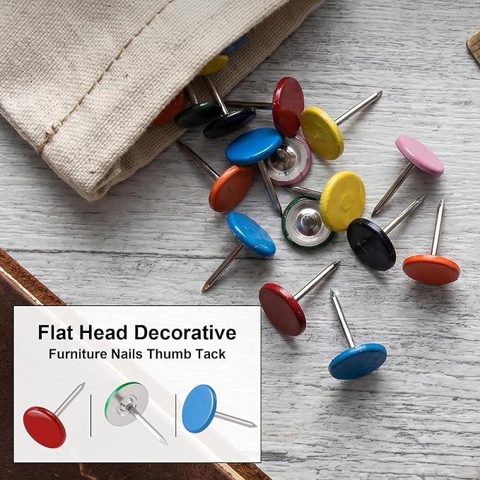 100pcs Metal Thumb Tacks, Heavy Duty Flat Head Push Pins, Upholstery Tacks - Image 5