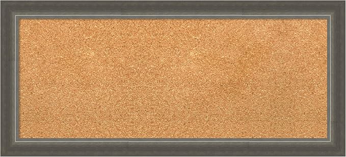 Amanti Art Natural Cork Board for Wall, 15x33 Vision Board with Silver Wood Frame, Medium Corkboard Office Decor for Home Organization, Casual Corkboard Pinboard to Display Items for Home-DeskLoop Office