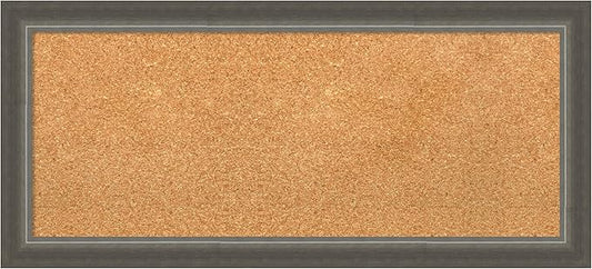 Amanti Art Natural Cork Board for Wall, 15x33 Vision Board with Silver Wood Frame, Medium Corkboard Office Decor for Home Organization, Casual Corkboard Pinboard to Display Items for Home-DeskLoop Office