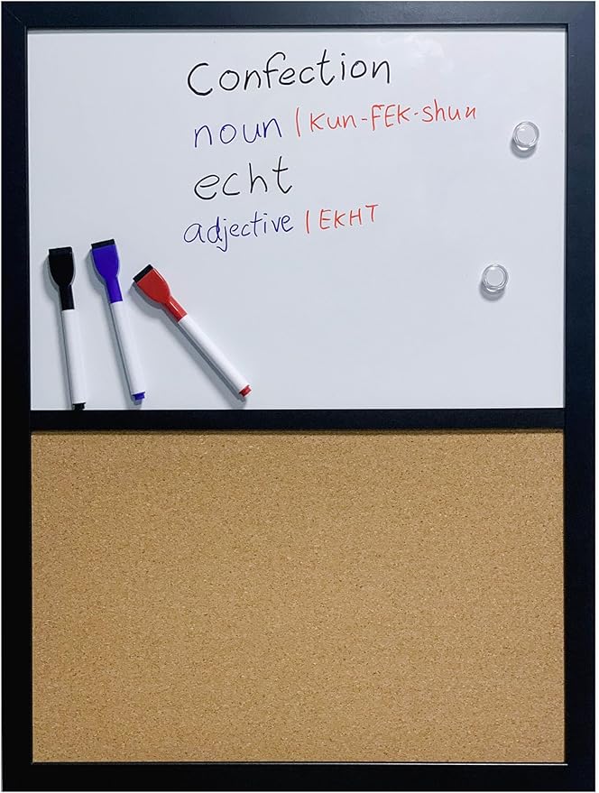 Combination Board Magnetic Dry Erase Board & Corkboard,24''x18'' Combo Board, Black Frame-DeskLoop Office