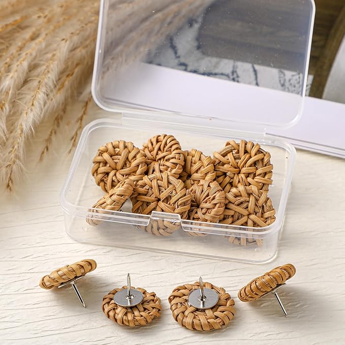 Honoson 12 Pcs Woven Rattan Push Pins by Honoson