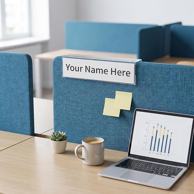 Fumete 10 Pack Double Sided Cubicle Acrylic Name Plate, 8.5" x 2.5" Ultra High - Image 5