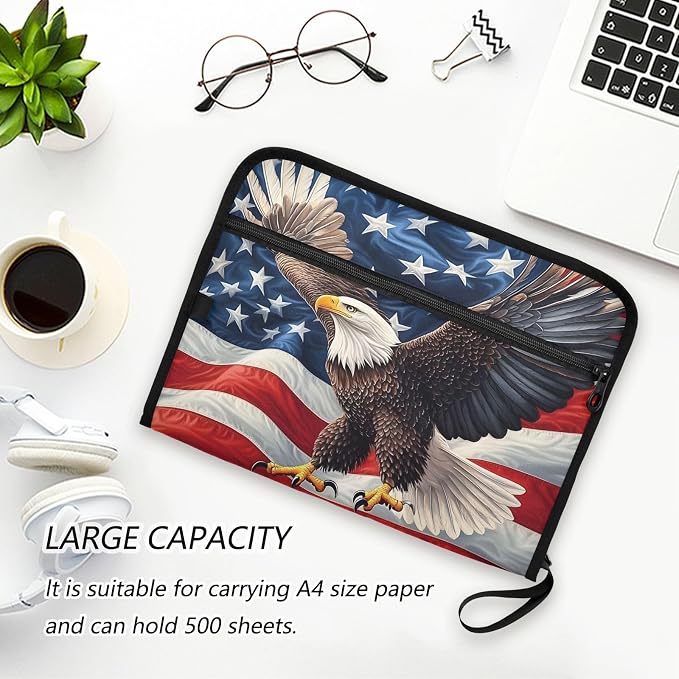 Expanding File Folder Bald Eagle American Flag Old Accordion File Organizer 13 - Image 5