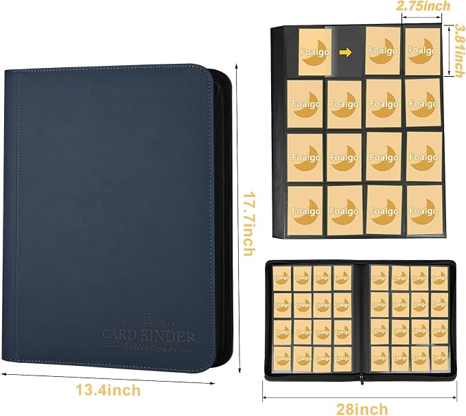 Trading Card Binder 16 Pocket, Foalgo PU Cover Card Binder - Image 2