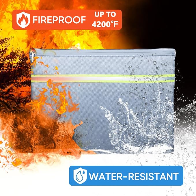 Fireproof Document Bag – 3 Pack Fireproof & Water- proof Document Organizer | - Image 6