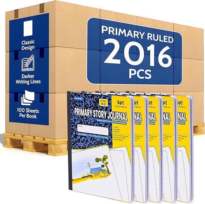 2016 Pack EPI Primary Ruled Composition Notebook Bulk, 200 pages, 9-3/4 x 7-1/2 by EPI