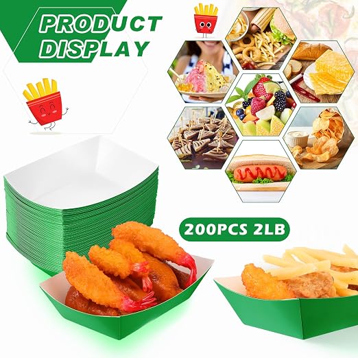 Yinkin 200 Pcs Paper Boat Disposable Graduation Food Trays Nacho Trays Kraft - Image 3