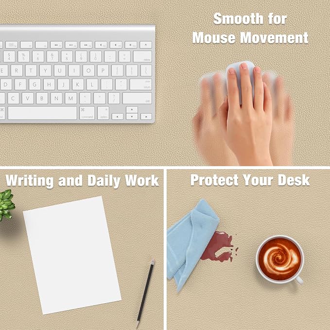 Hsurbtra Desk Pad, 23.6" x 13.8" PU Leather Desk Mat, M Extended Mouse Pad - Image 4