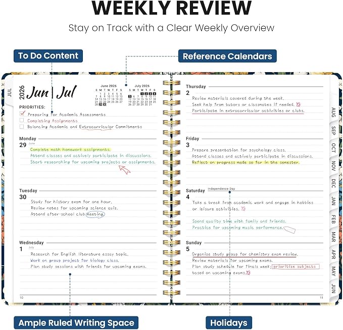 Planner 2026-2027, Hardcover Monthly and Weekly Academic Planner July 2026 - Image 3