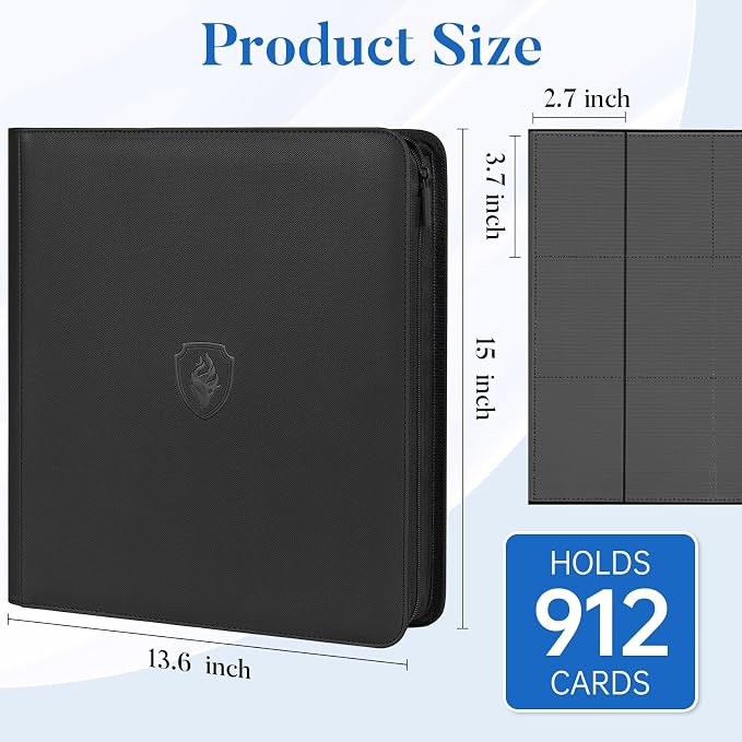 Premium Zip Card Binder 12 Pocket, Fabmaker 912 Pockets Trading Card Binder - Image 3