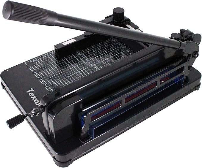 Heavy Duty Guillotine Paper Cutter - 400 Sheets Capacity, A4 12" Stack Paper Trimmer, Steel Base, Black-DeskLoop Office