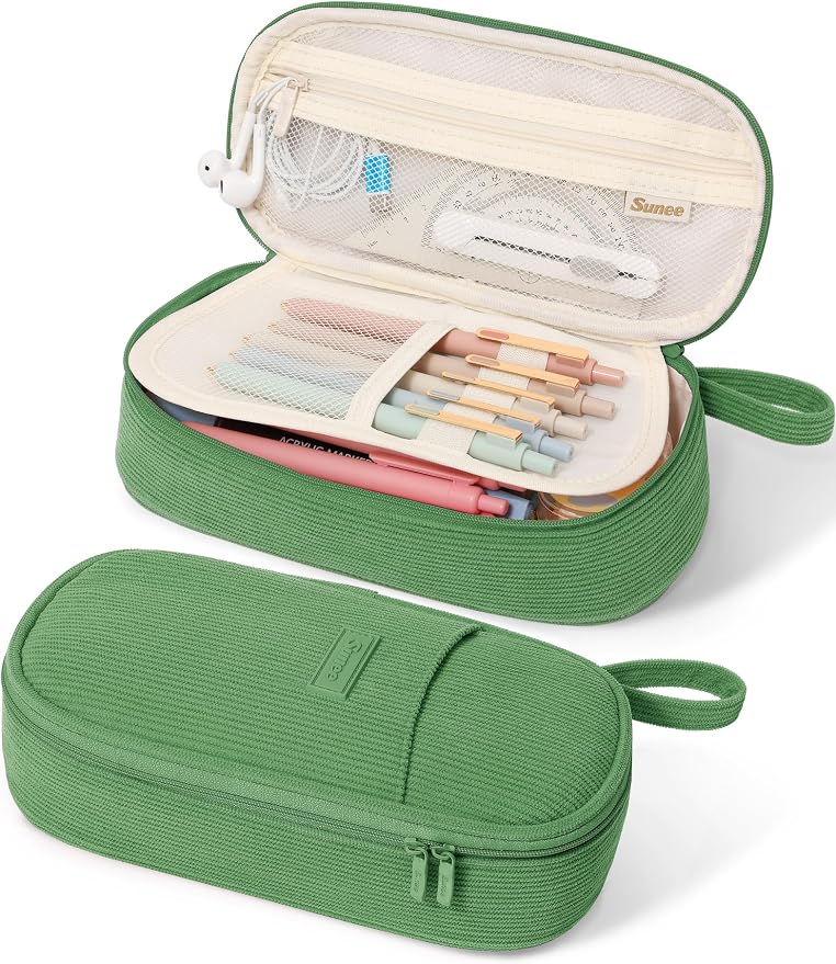 SUNEE Cute Pencil Case, Large Pencil Pouch, Soft Corduroy Fabric Big Pencil Bag by SUNEE