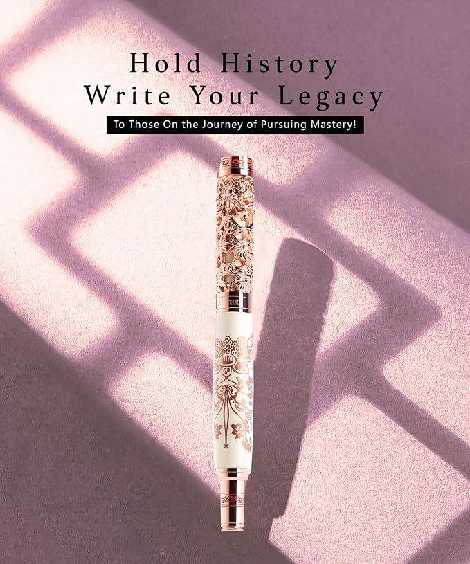 Luxury Fountain Pen Set With Stand - Museum Art Collections - Crafting Timeless Beauty - the Best Gift & Office Desk Decor, German SCHMIDT Fine Nib, Solid Metal & Marble Texture-DeskLoop Office