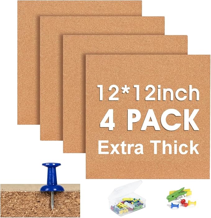 Cork Bulletin Square Board for Walls by SVOPY