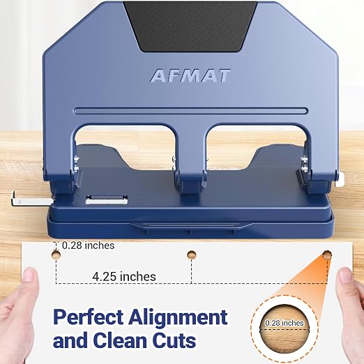 AFMAT 3 Hole Punch, 9/32" Holes, 40-Sheet 3 Hole Puncher - Image 6