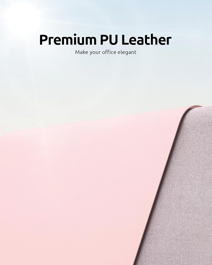 YSAGi Leather Desk Protector, Office Mat, Large Mouse Mat, Non-Slip PU Leather Blotter, Laptop Pad, Waterproof Writing Pad for Office and Home (Light Pink, 23.6" x 13.8")-DeskLoop Office