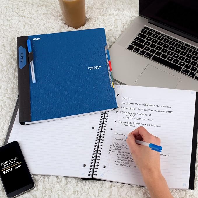 Five Star Advance Spiral Notebook + Study App, 5 Subject, College Ruled Paper - Image 7