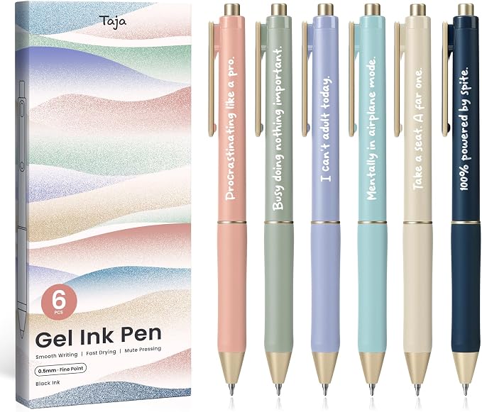 Taja Gel Pens, 0.5mm Fine Point Smooth Writing Pens by Taja