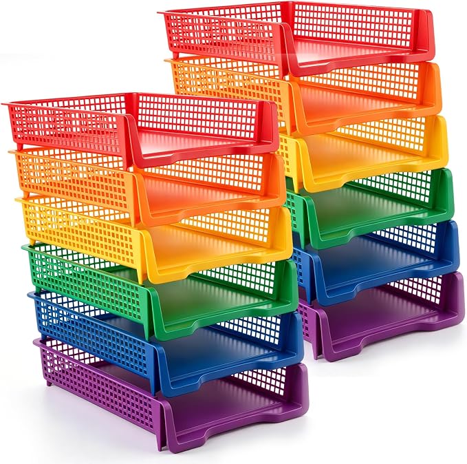 Geetery Set of 12 Turn in Trays Classroom Plastic Trays by Geetery
