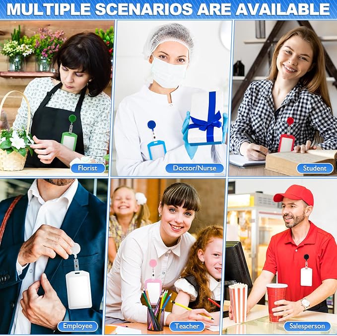 Harloon 150 Pcs Retractable Badge Reel Teacher Clips Holder Mixed Solid Color - Image 4