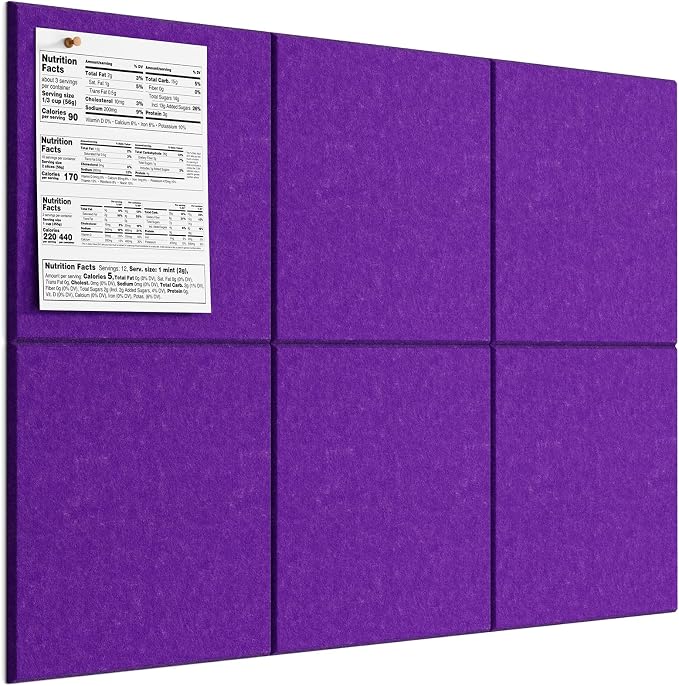 MaxGear Felt Bulletin Board 36" x 24", Violet Felt Wall Tiles Push Pins | Cork by MaxGear