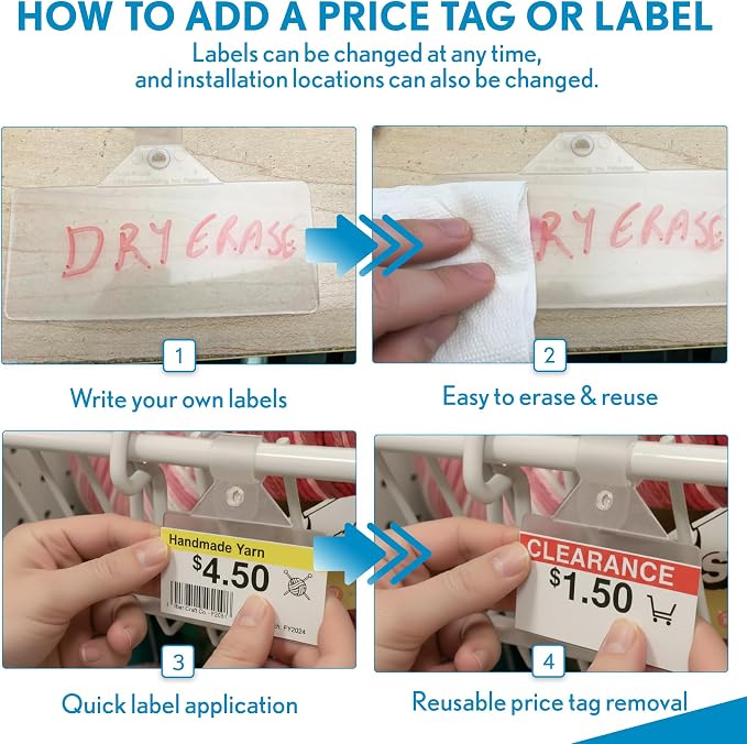 50 Pack Label Holders, Wire Shelf Label Holders, Adhesive Label Holder - Image 8