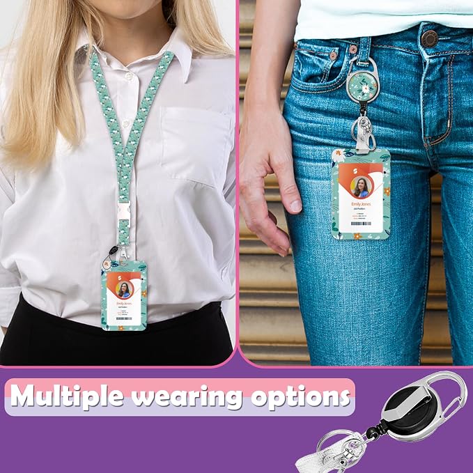 ID Badge Holder with Lanyard, Retractable ID Badge Card Holders Detachable Neck - Image 2