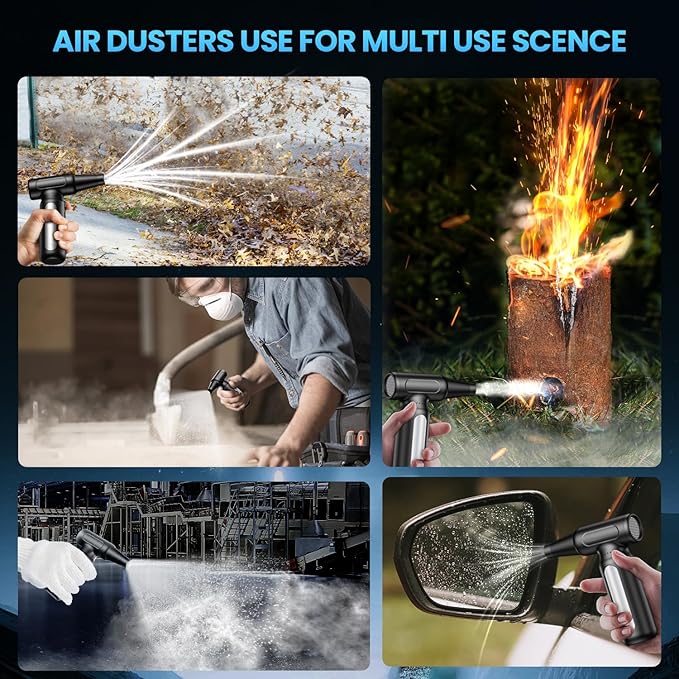 Electric Compressed Air Duster - 32,0000 RPM Rechargeable Cordless Air Blower for PC, Computer Keyboard Cleaning Kit - Mini Battery Powered Air Duster for Electronics, Car, Home - Replaces Air Cans-DeskLoop Office