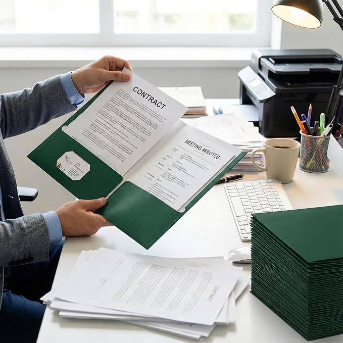 Zzrywuty File folders with Pockets, 50 Pack Paper Folders with Card Slot - Image 6