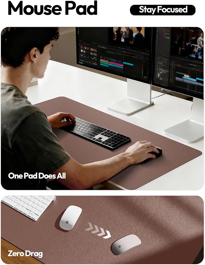 YSAGi Leather Desk Pad Protector, Office Desk Mat, Large Mouse Pad, Non-Slip PU - Image 5