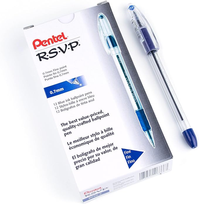 Pentel RSVP Ballpoint Pen, Fine Line, Box of 12 by PentelofAmerica