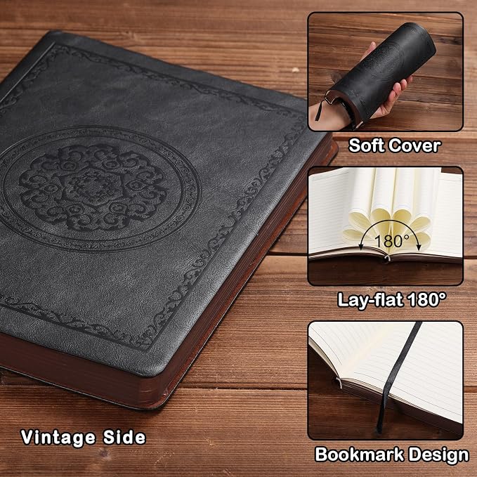 Fetinar Leather Vintage Journal Notebook, 300 Pages, Leather Softcover Lined - Image 2