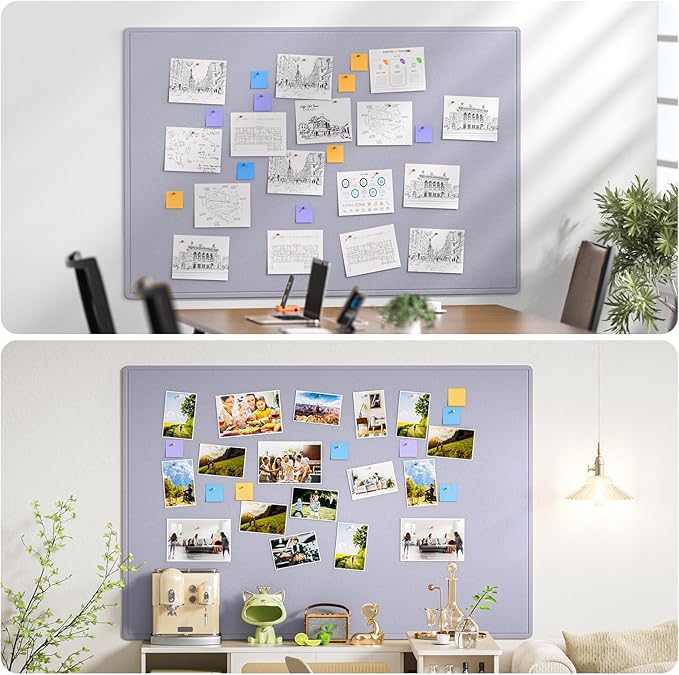 MaxGear Extra Large Bulletin Board 72" x 48", Foldable Felt Board Vision Board Supplies, Cork Board for Office, Home, School, Small Pin Boards for Walls Decorative Display Board Moonlight Gray-DeskLoop Office