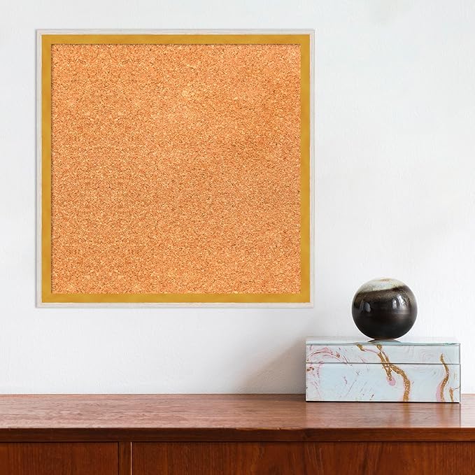 Amanti Art Natural Cork Board for Wall, 15x15 Vision Board with White Frame, Small Corkboard Office Decor for Home Organization, Modern Corkboard Pinboard to Display Items for Home Organization in-DeskLoop Office