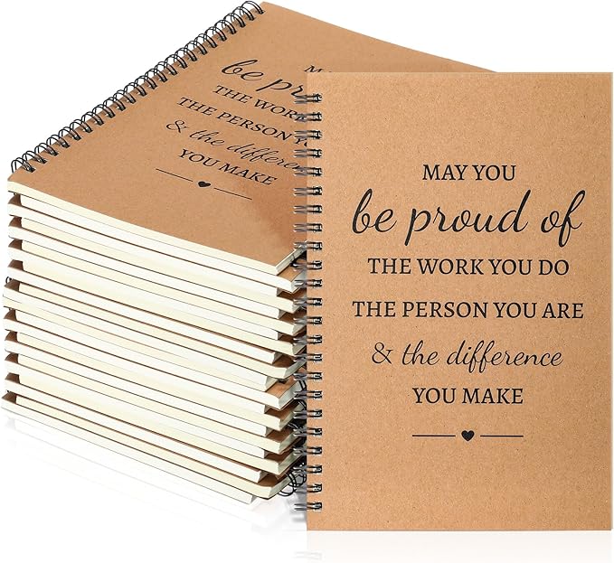 Colarr 24 Pcs A5 Inspirational Spiral Notebook Bulk Appreciation Gift 6x8 Inch Motivational Notepad 100 Page/50sheet Lined College Ruled Journal for Employee Coworker Teacher Nurse (Brown)-DeskLoop Office