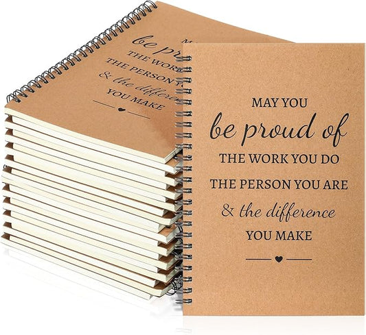 Colarr 24 Pcs A5 Inspirational Spiral Notebook Bulk Appreciation Gift 6x8 Inch Motivational Notepad 100 Page/50sheet Lined College Ruled Journal for Employee Coworker Teacher Nurse (Brown)-DeskLoop Office