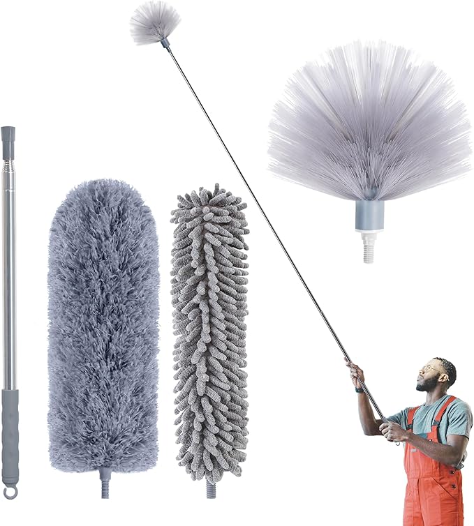 IVYROLL Cobweb Duster with Extension Pole, Reusable Feather Duster by IVYROLL