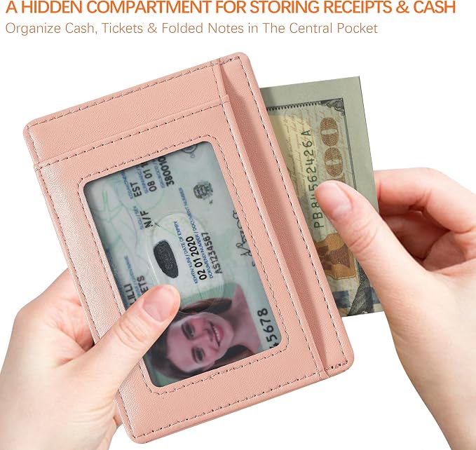Travelambo Slim Wallet Front Pocket Minimalist Leather RFID Blocking Medium Size - Image 3