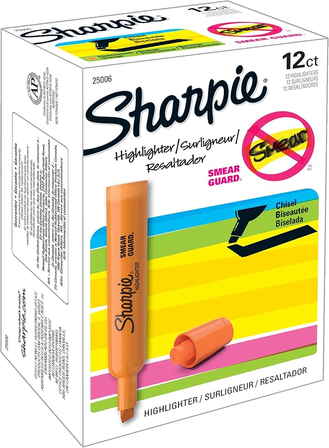 Sharpie Tank Style Highlighters, Chisel Tip, Fluorescent Orange, Box of 12 - Image 7