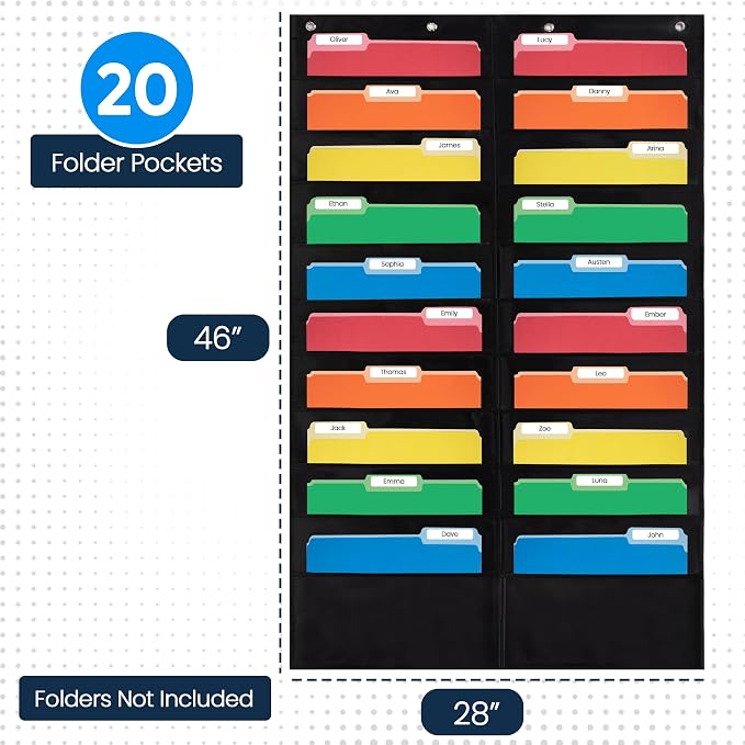 Essex Wares - 20 Pocket File Pocket Chart, and More - Wall Folder Organizer - - Image 2