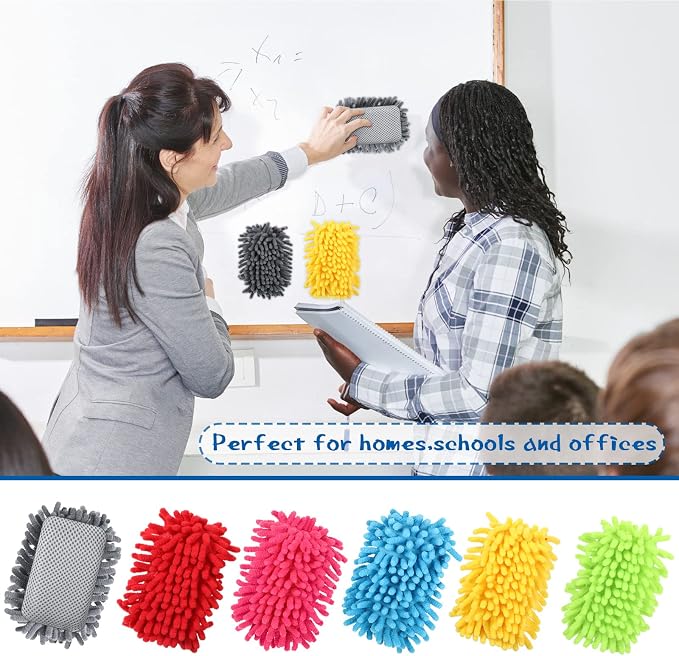 Sherr 18 Pcs Microfiber Shag Magnetic Dry Erase Erasers Washable Whiteboard - Image 6