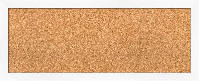 Amanti Art Natural Cork Board for Wall, 19x47 Vision Board with White Frame, Oversize Corkboard Office Decor for Home Organization, Modern Corkboard Pinboard to Display Items for Home Organization in-DeskLoop Office