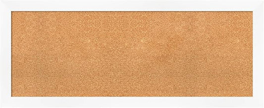 Amanti Art Natural Cork Board for Wall, 19x47 Vision Board with White Frame, Oversize Corkboard Office Decor for Home Organization, Modern Corkboard Pinboard to Display Items for Home Organization in-DeskLoop Office
