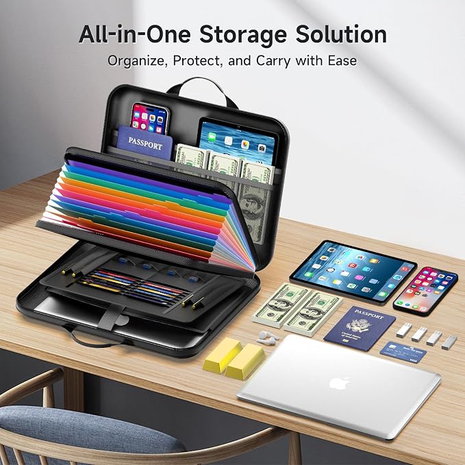 Fireproof Document Box with Lock, Waterproof Hard-Shell File Organizer with - Image 5