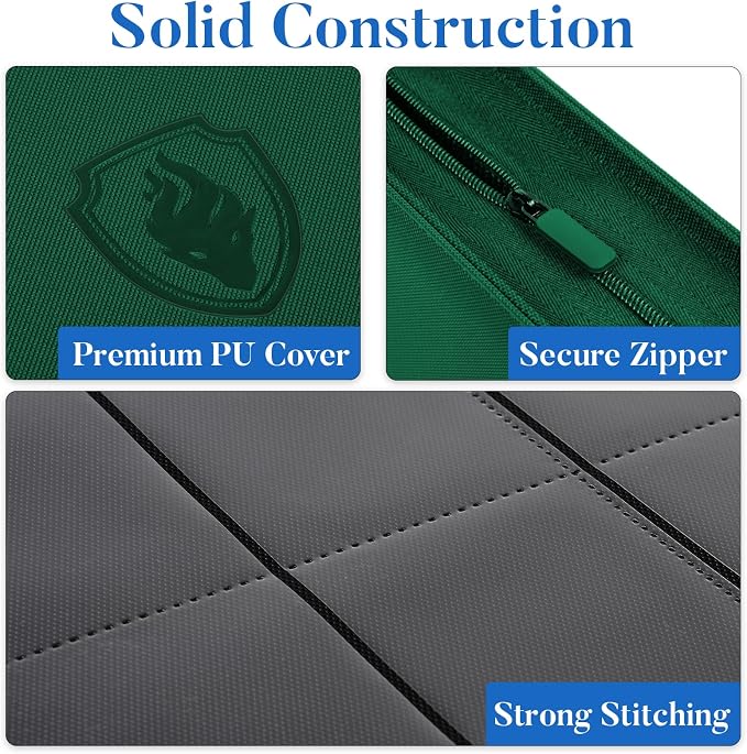 Premium Zip Card Binder, Fabmaker 9 Pocket Trading Card Binder, PU Cover Zipper - Image 2