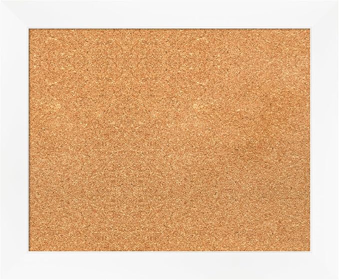 Amanti Art Natural Cork Board for Wall, 19x23 Vision Board with White Frame, Small Corkboard Office Decor for Home Organization, Modern Corkboard Pinboard to Display Items for Home Organization in-DeskLoop Office